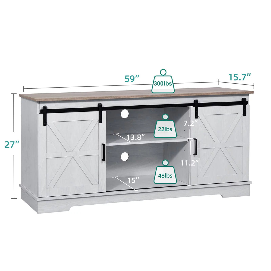 59" Farmhouse Buffet Sideboard Cabinet with Sliding Barn Doors F870044