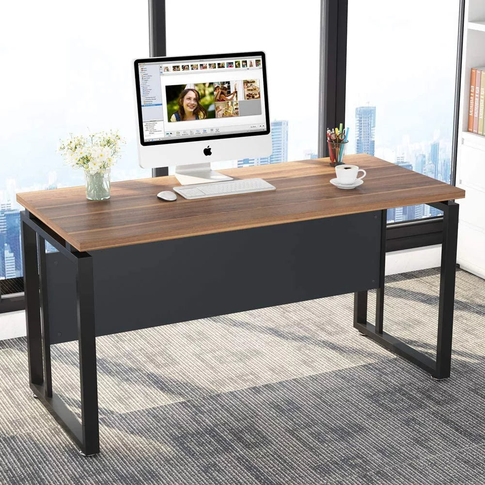 55 inch L-Shaped Computer Desk with File Cabinet W8017