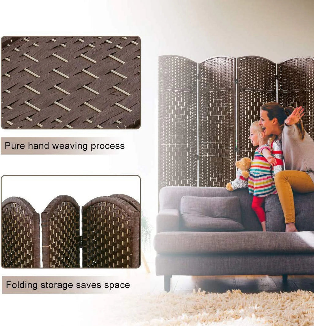 Brown 4 Panel Wood Room Divider Screen X765696