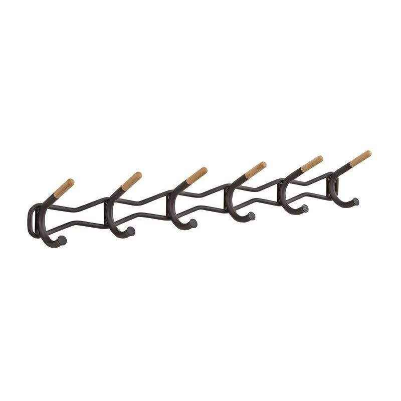 6 Hook Black Coat Wall Rack D395