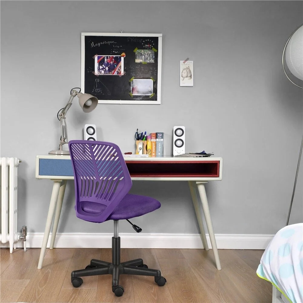 Purple Adjustable Armless Swivel Office Chair J89649