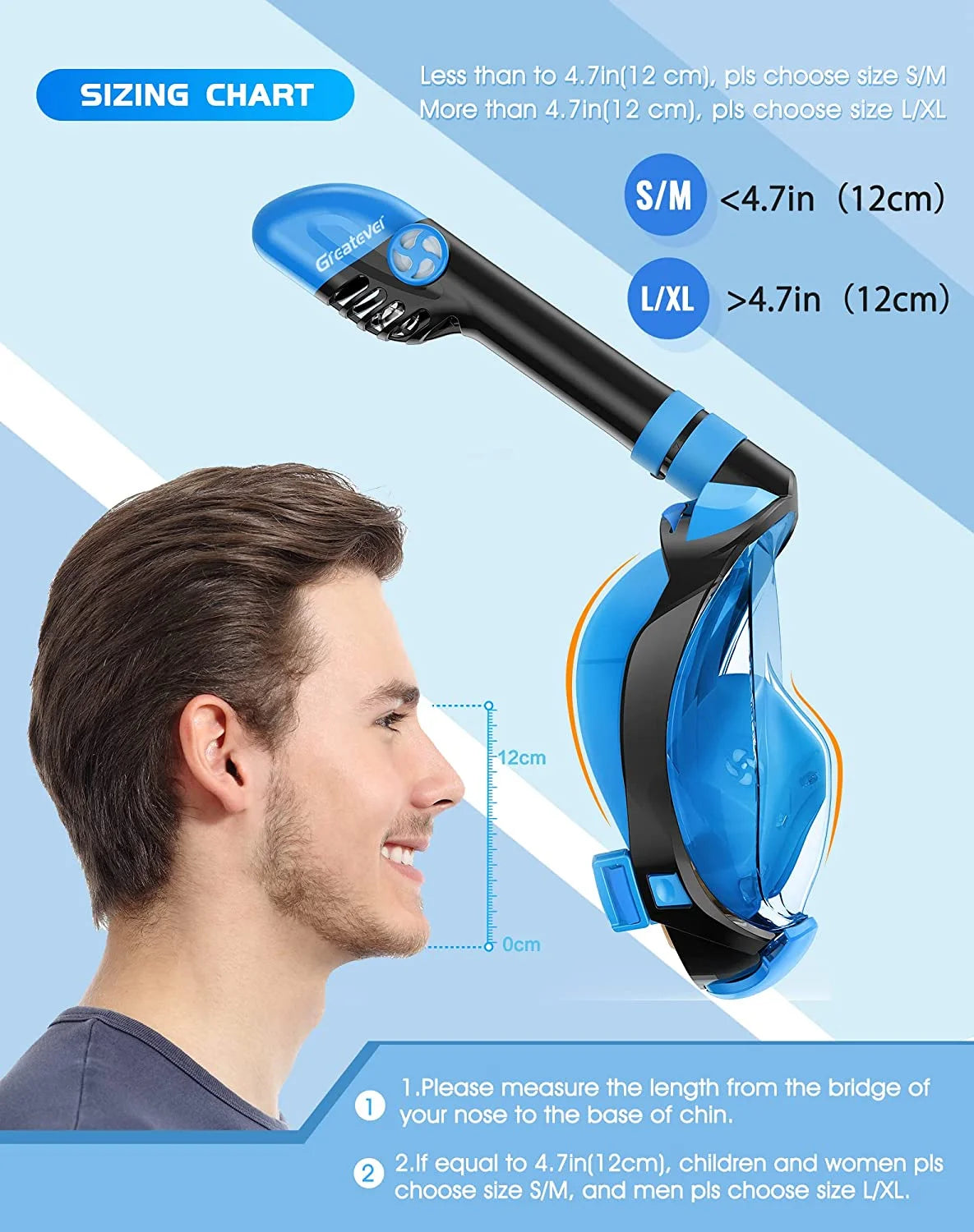 Full Face Snorkel Mask with Camera Mount T175