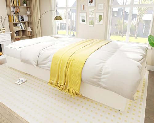 White Sherpa Sofa Bed with Storage Chaise H38541