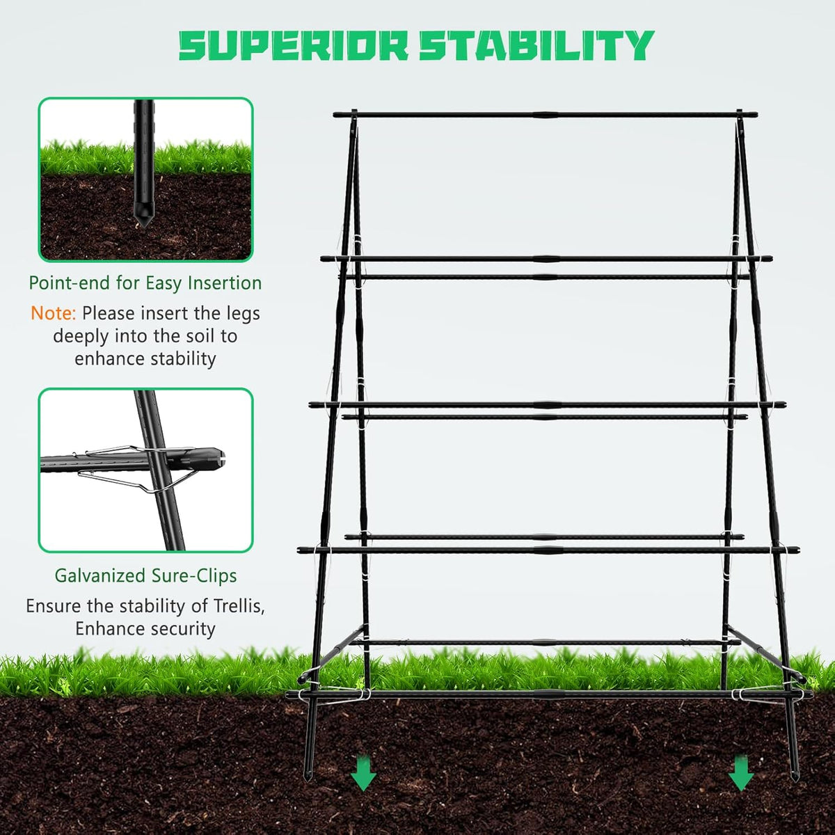 A-Frame Garden Trellis with Plant Support Clips Z653391