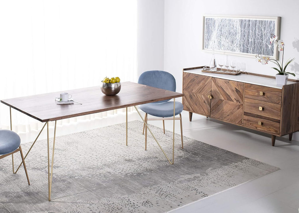 Walnut and Brass Dining Table A557