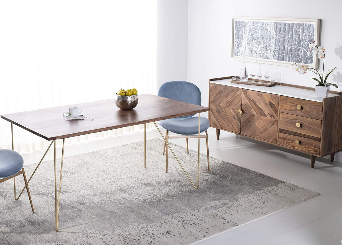 Walnut and Brass Dining Table A557
