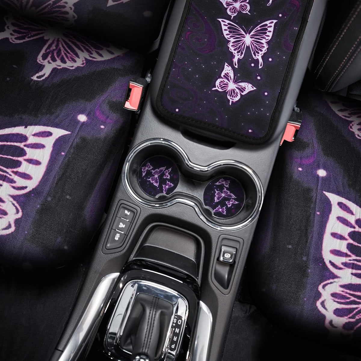 15 Pieces Purple Butterfly Car Seat Covers Full Set Y3254