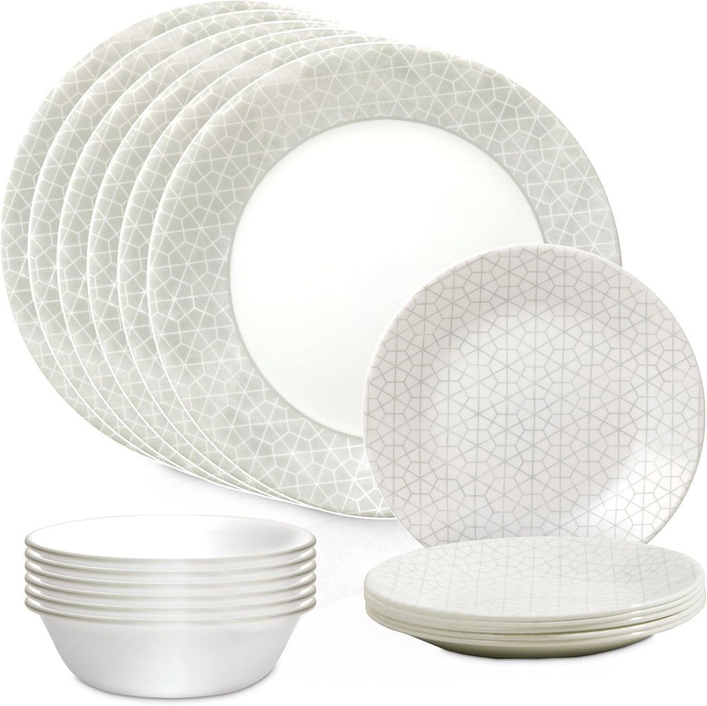 18 Piece Glass Dinnerware Set, Service for 6, 28 oz Soup Bowls Set of 6 Z7575