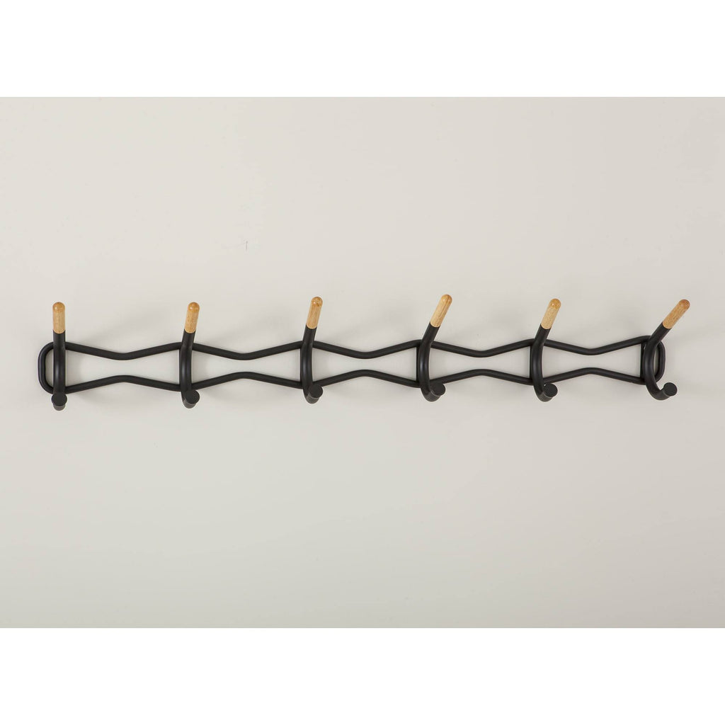 6 Hook Black Coat Wall Rack D395