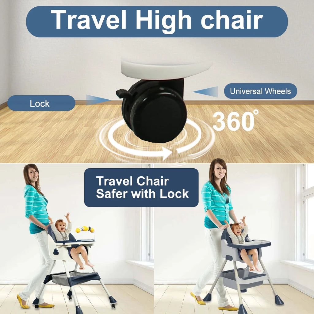 4-in-1 Baby Highchair with Five-Point Snap Button, Blue Q480