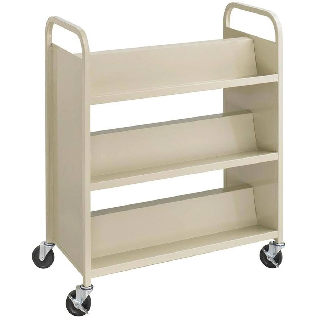 Double-Sided Book Cart Trolley with 6 Shelves Powder-Coated Steel Sand I24962