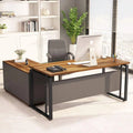 55 inch L-Shaped Computer Desk with File Cabinet W8017