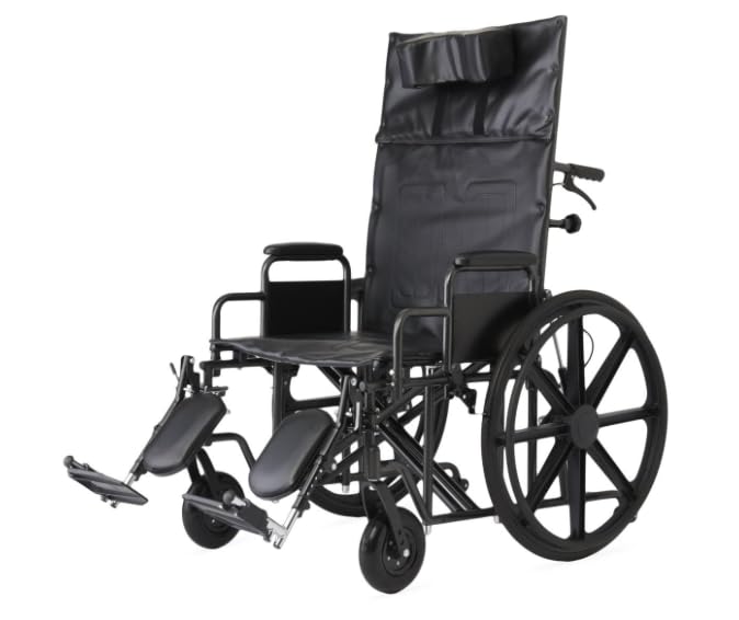 24 Inch Reclining Wheelchair with Elevating Leg Rests X76233