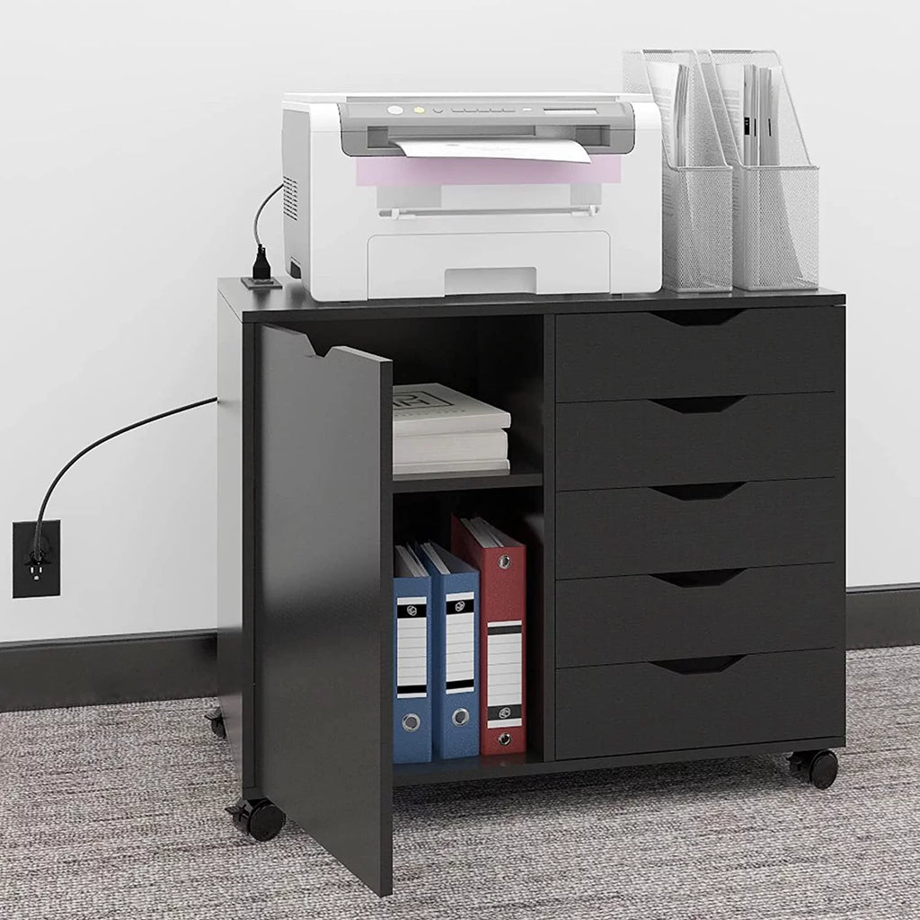 5 Drawer Wood File Cabinet with Charging Station H91423