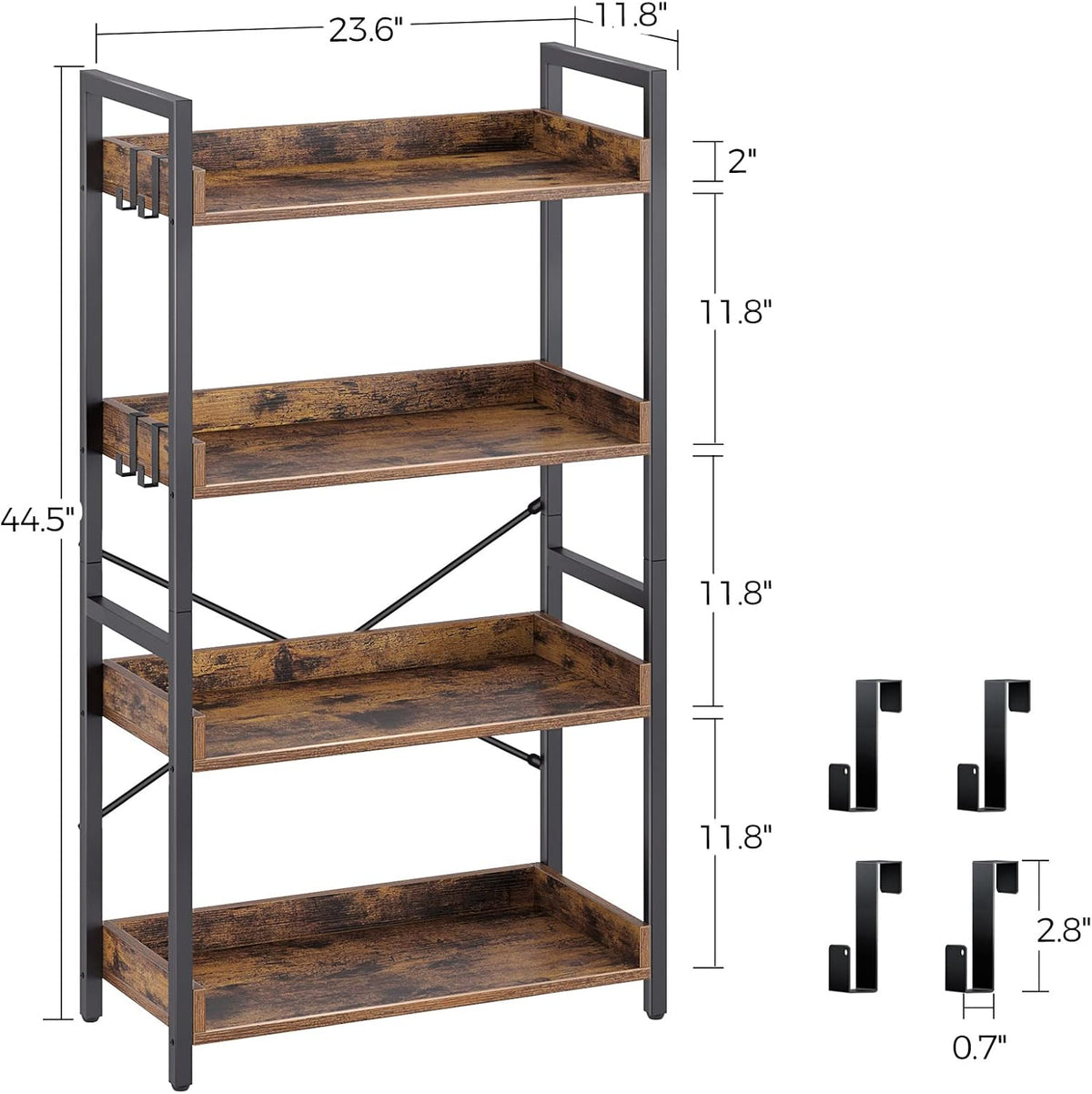 4 Tier Wood Bookshelf with Open Shelves X168