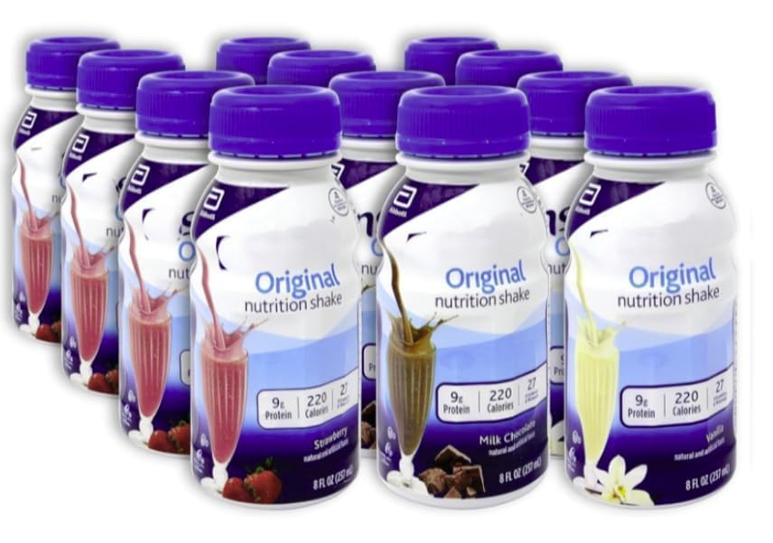 Nutrition Shake Variety Pack Vanilla Chocolate Strawberry 8 fl oz 12 Pack U4762