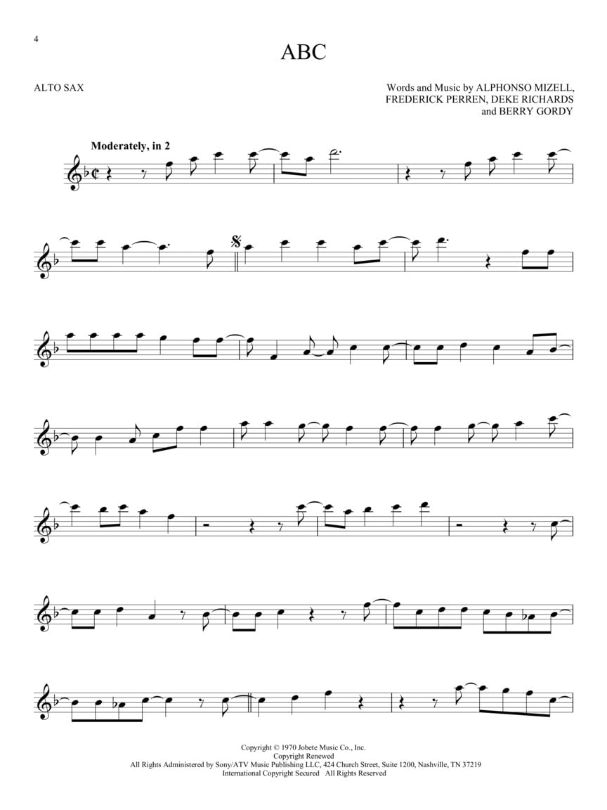 Alto Sax Sheet Music Songbook U55678