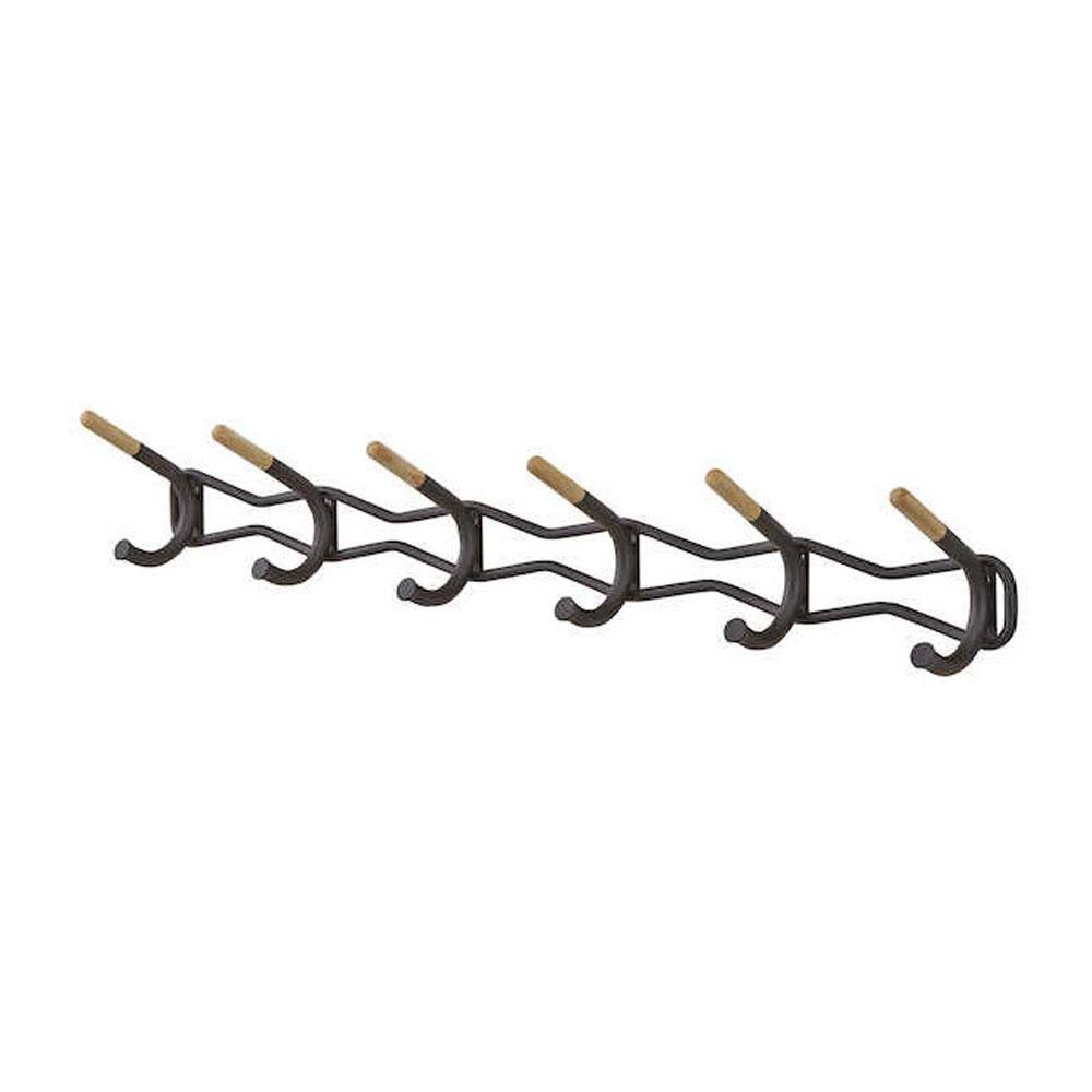 6 Hook Black Coat Wall Rack D395