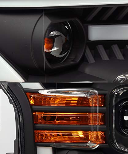 Jet Black Dual Projector Headlights with LED Tube F70271