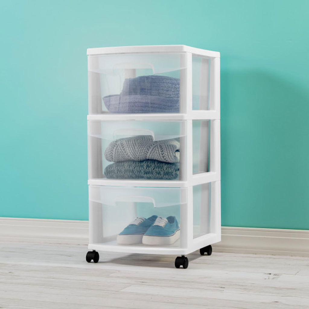 2 Pack White 3 Drawer Plastic Storage Cart J773