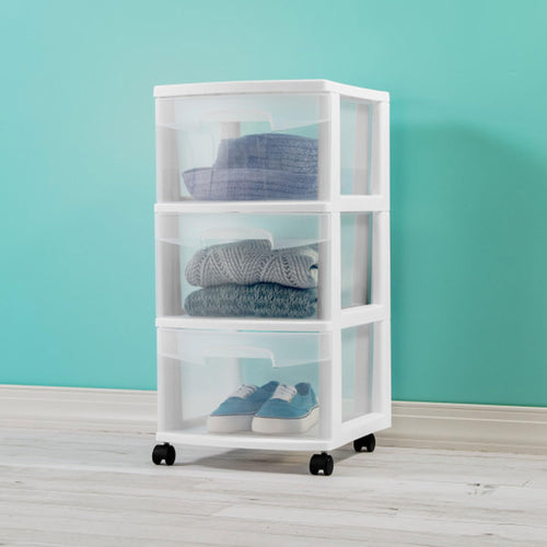 2 Pack White 3 Drawer Plastic Storage Cart J773