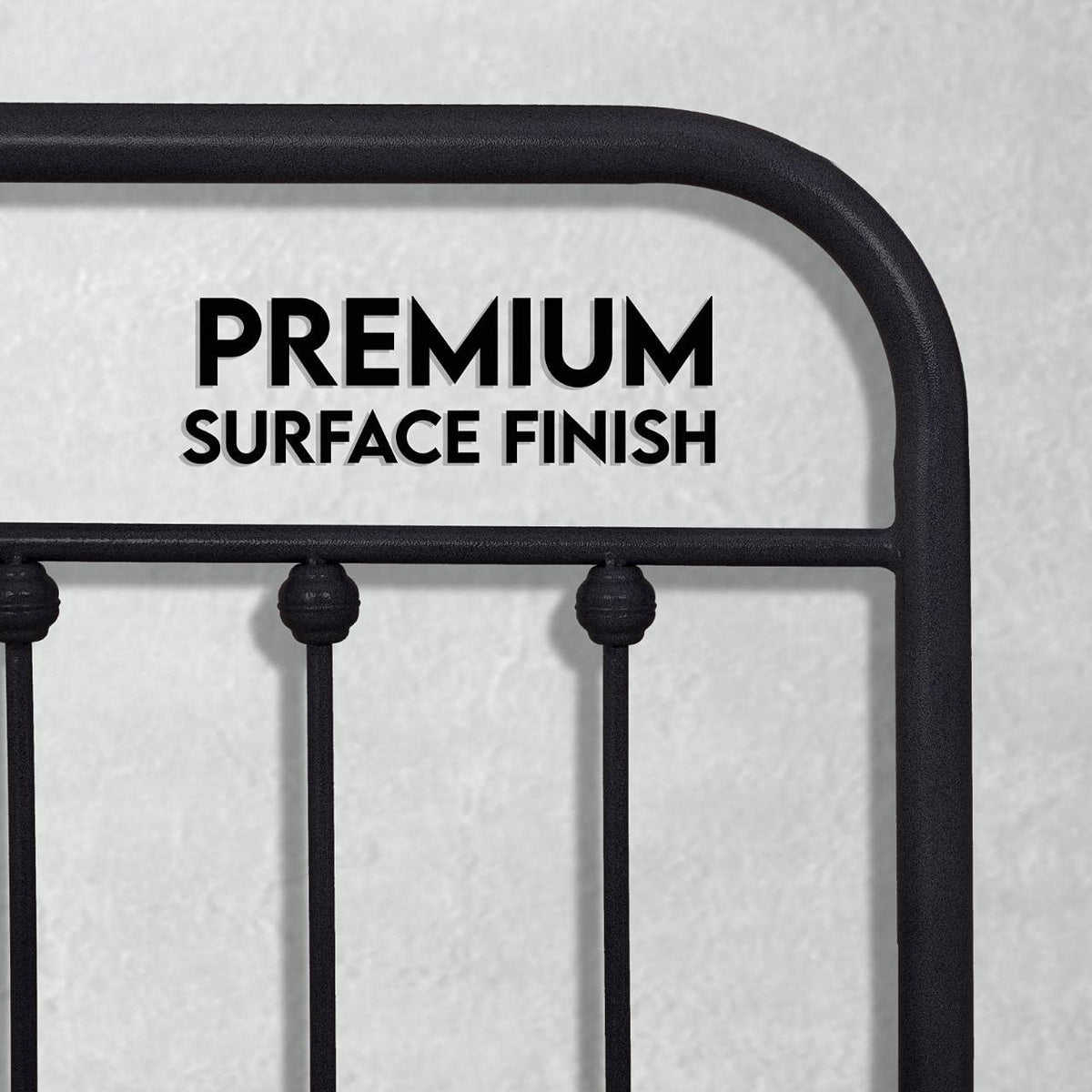 Black Full Size Metal Bed Frame with Wrought Iron Headboard Y5767
