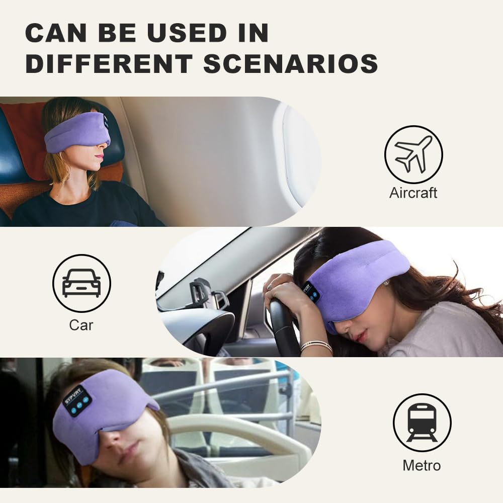 Bluetooth Sleep Mask Wireless Headphones Purple R6673