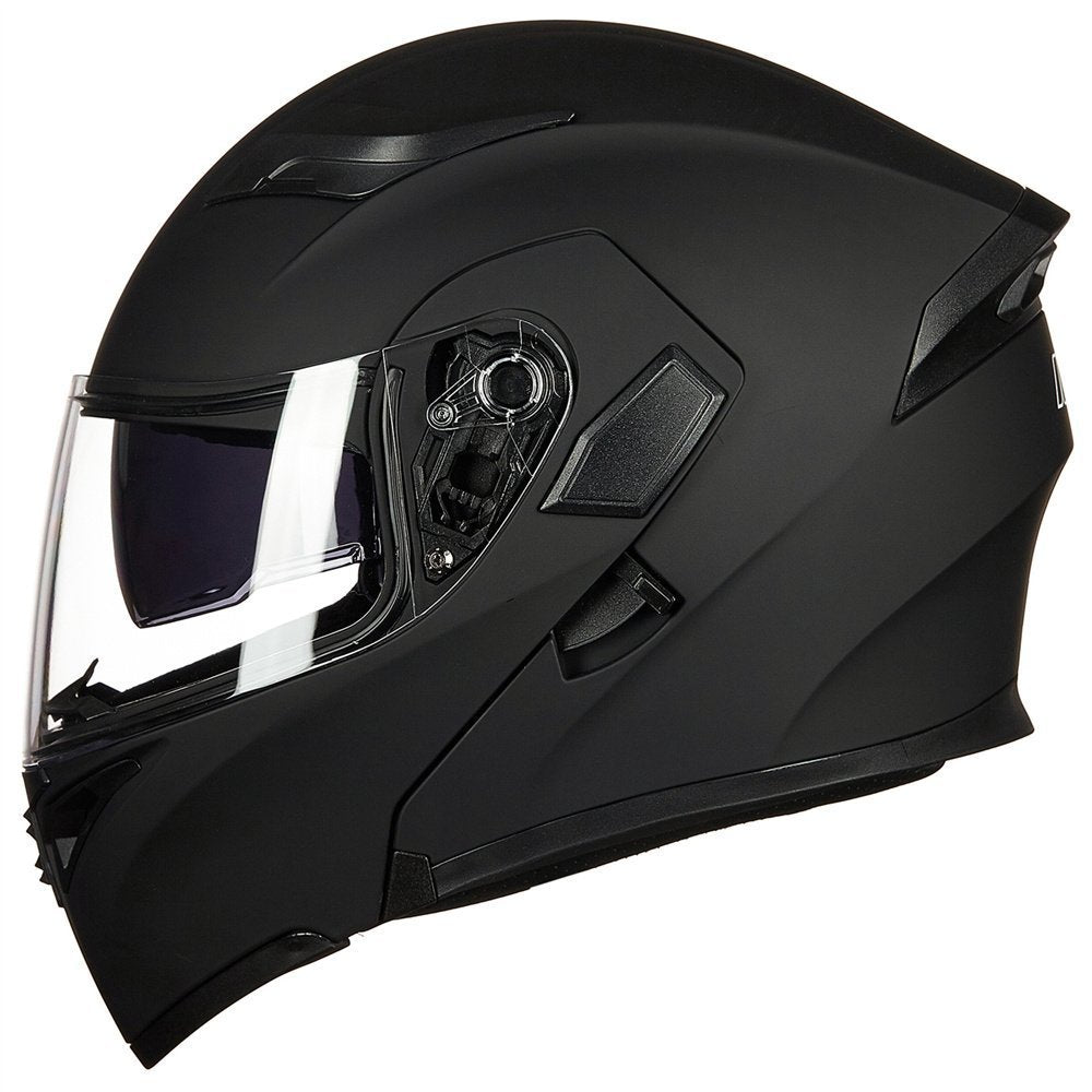 Matte Black Modular Full Face Motorcycle Helmet and Bluetooth Headset R8026