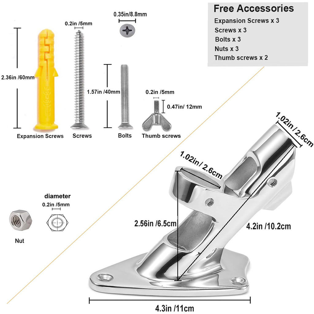 Flag Pole Bracket, 316 Marine Grade Stainless Steel N631594