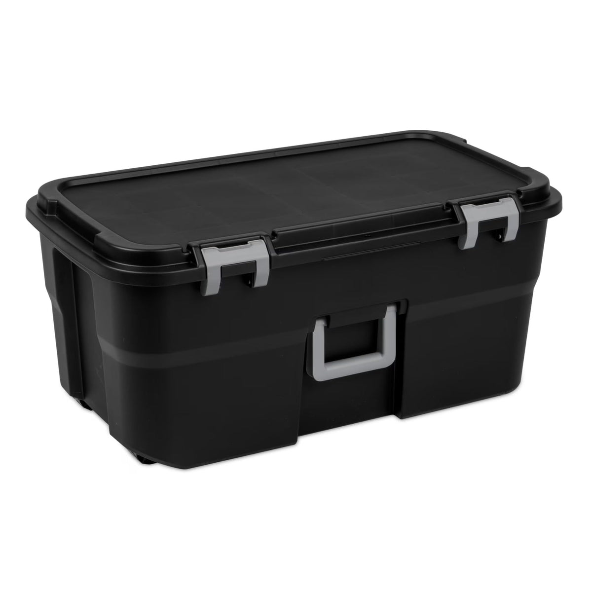 Black 22 Gallon Wheeled Plastic Footlocker E22556