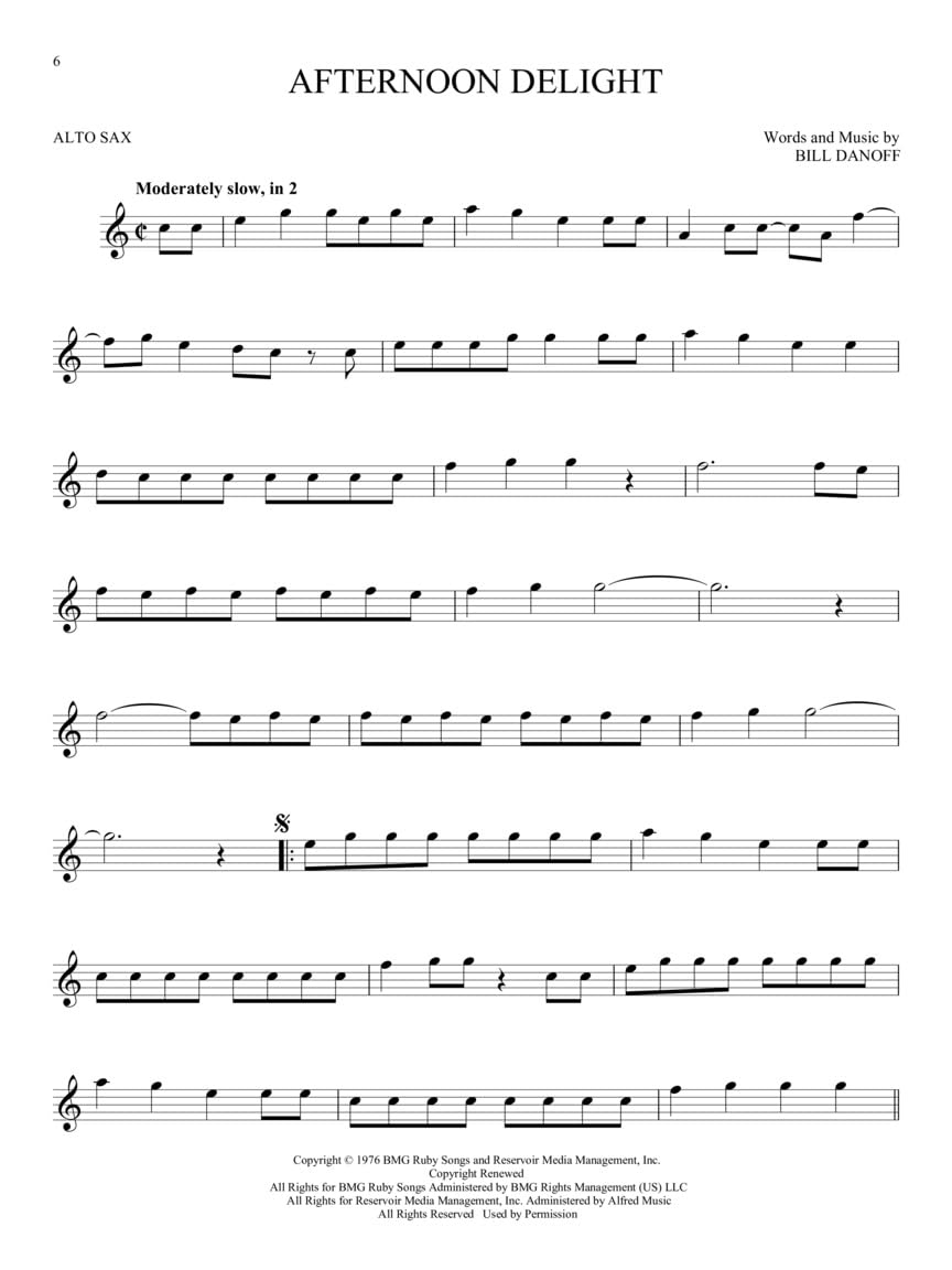 Alto Sax Sheet Music Songbook U55678