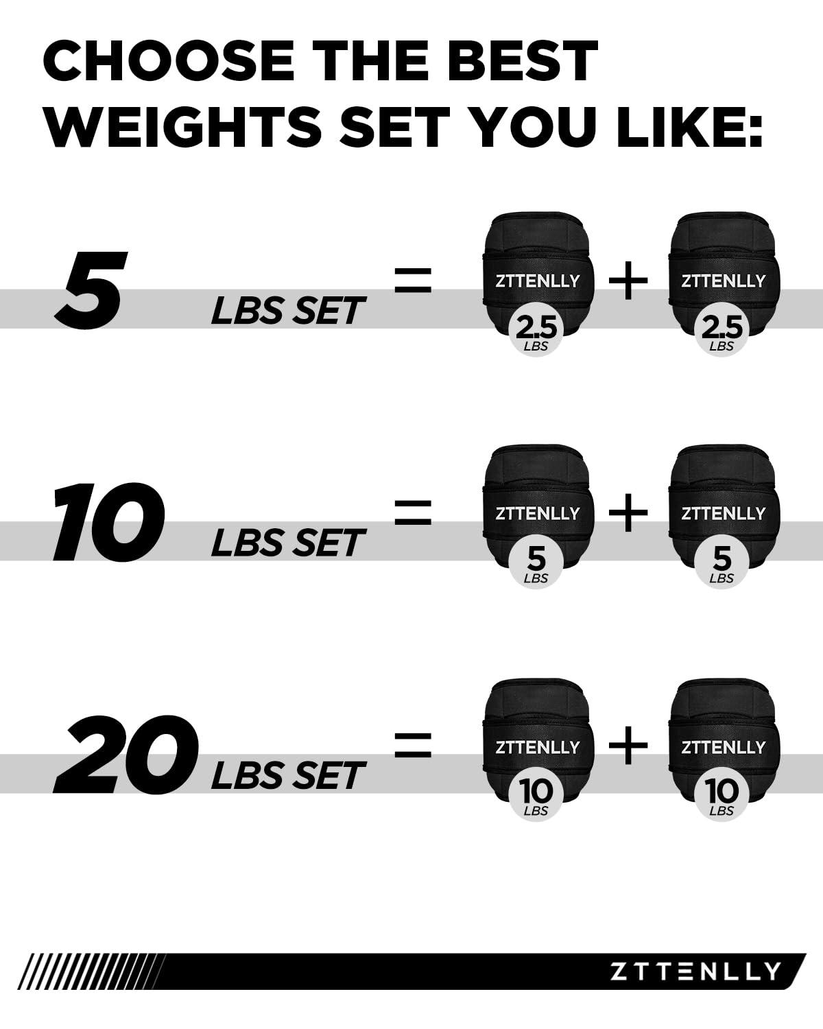 Adjustable Ankle Weights 1 Pair 5 10 15 18 20 Lbs T756855