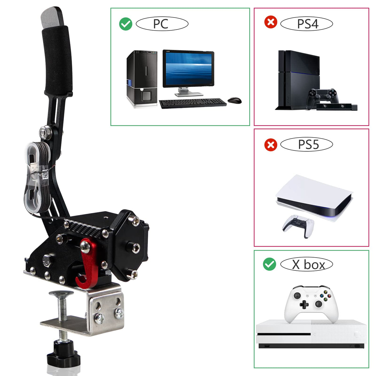 2-in-1 USB Handbrake with Hall Sensor and Clamp S567