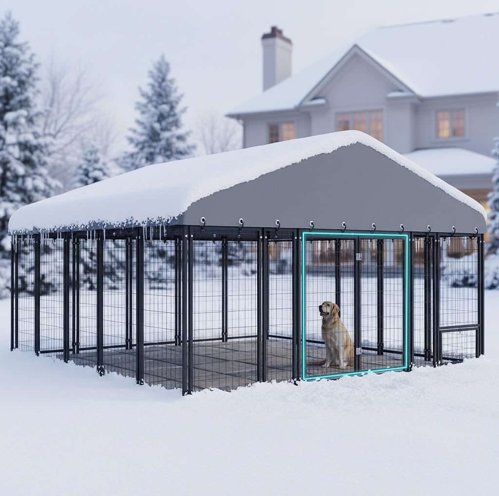 10X10FT Heavy Duty Galvanized Steel Dog Kennel with Roof L861