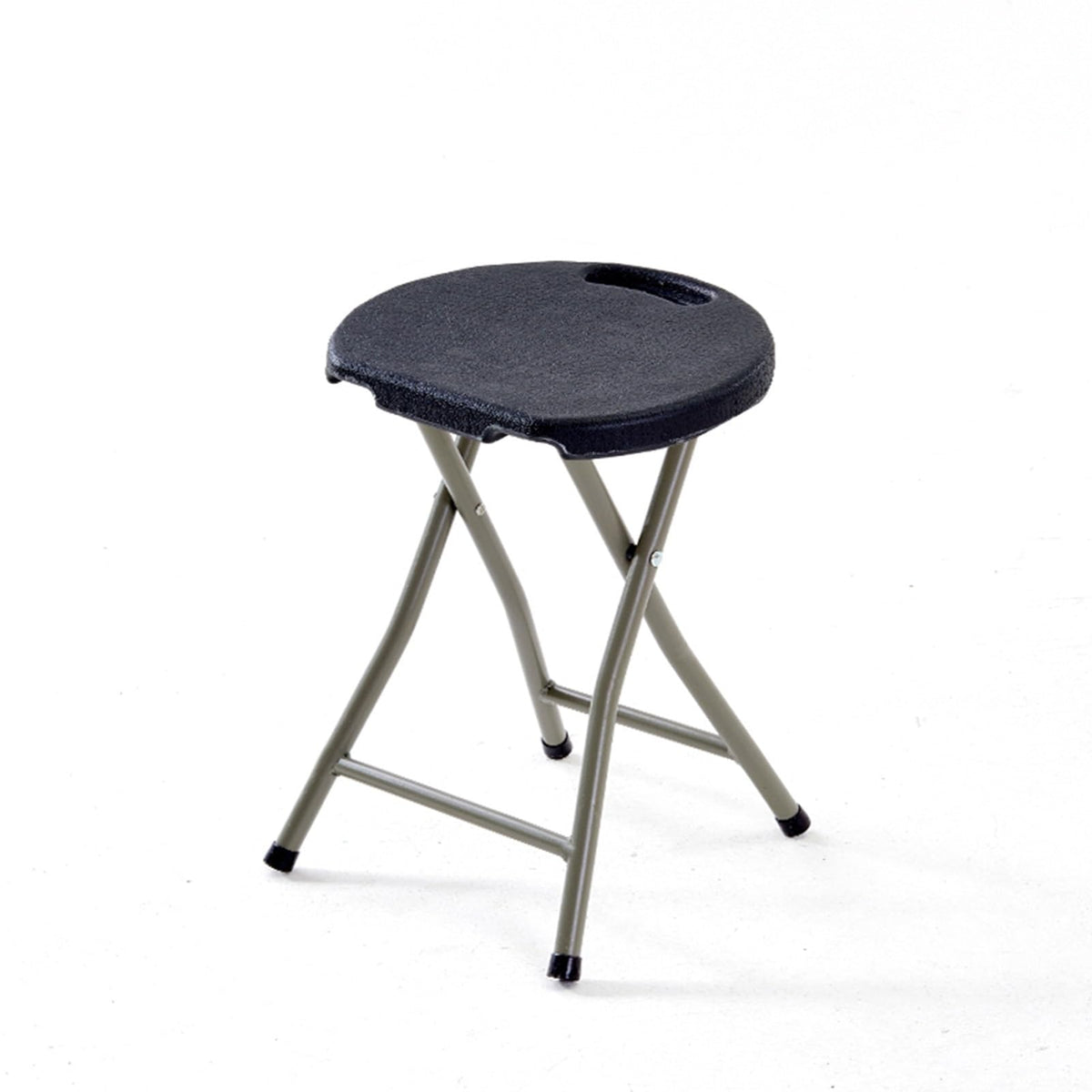 18 Inch Portable Folding Stool with Handle, 500lbs Capacity Round Plastic Chair Y3813