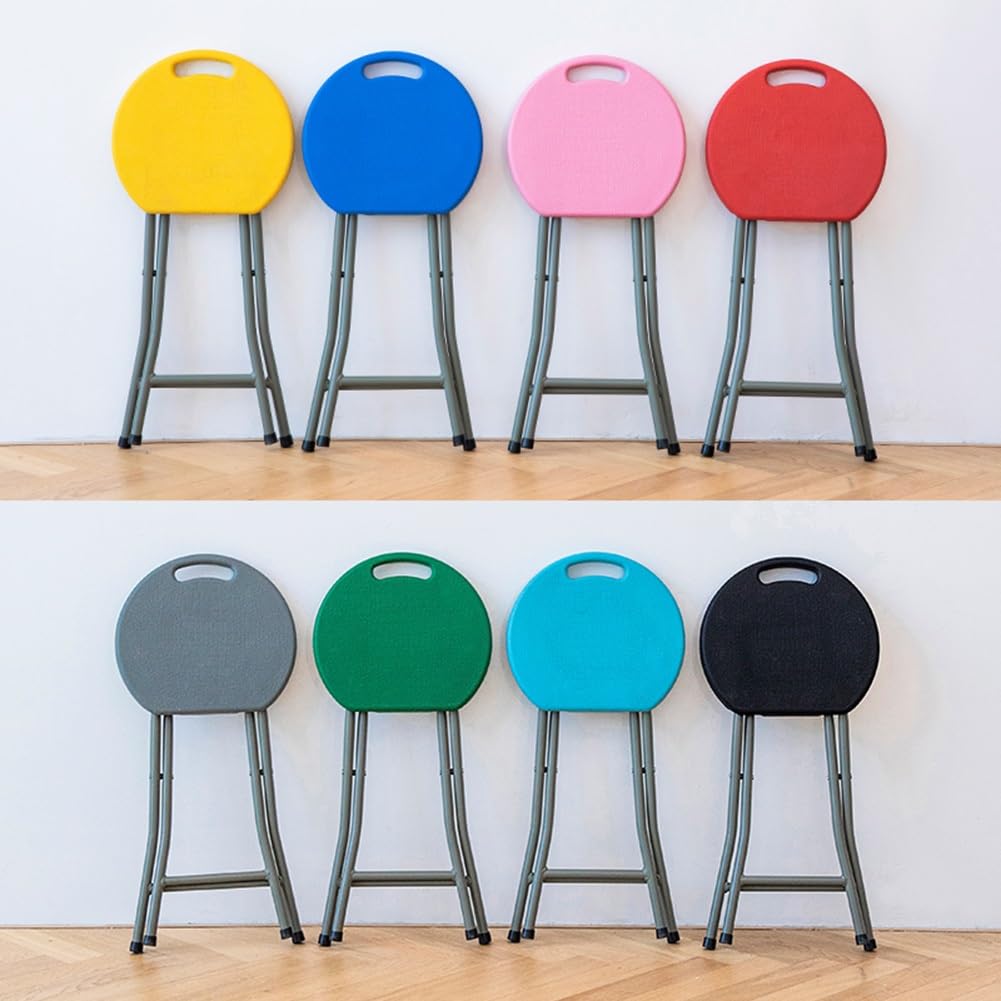 18 Inch Portable Folding Stool with Handle, 500lbs Capacity Round Plastic Chair Y3813