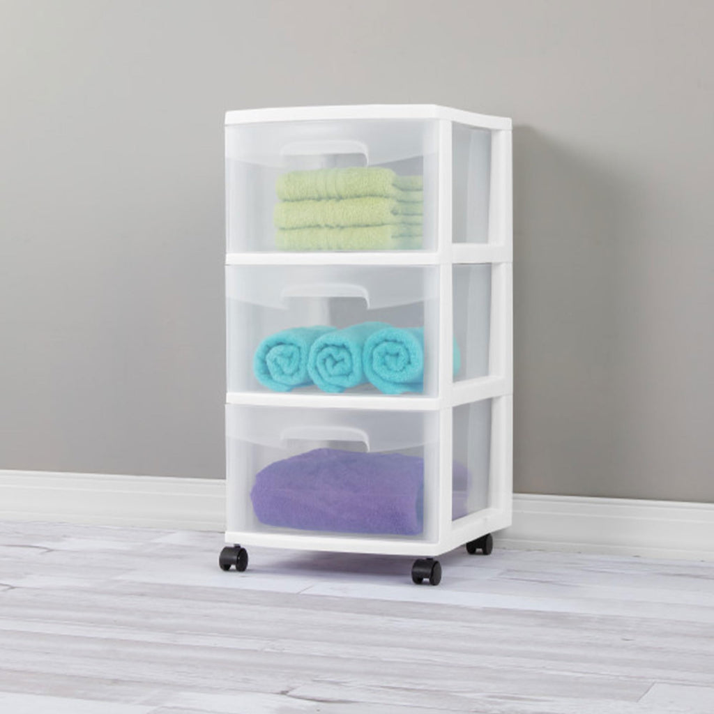 2 Pack White 3 Drawer Plastic Storage Cart J773