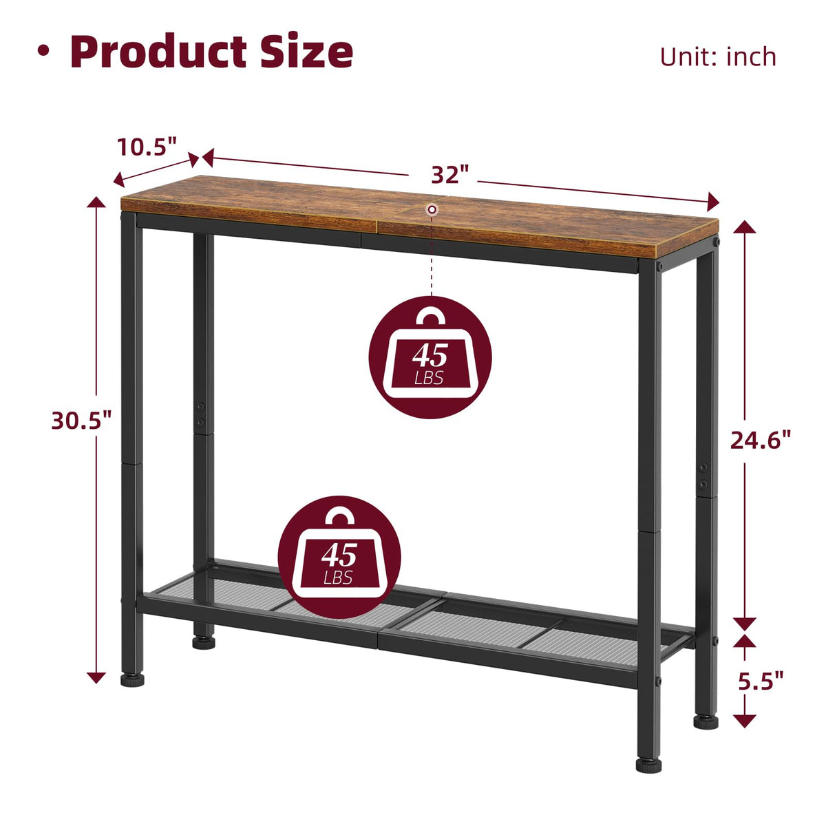 Rustic Brown Console Table with Storage Shelf J697184
