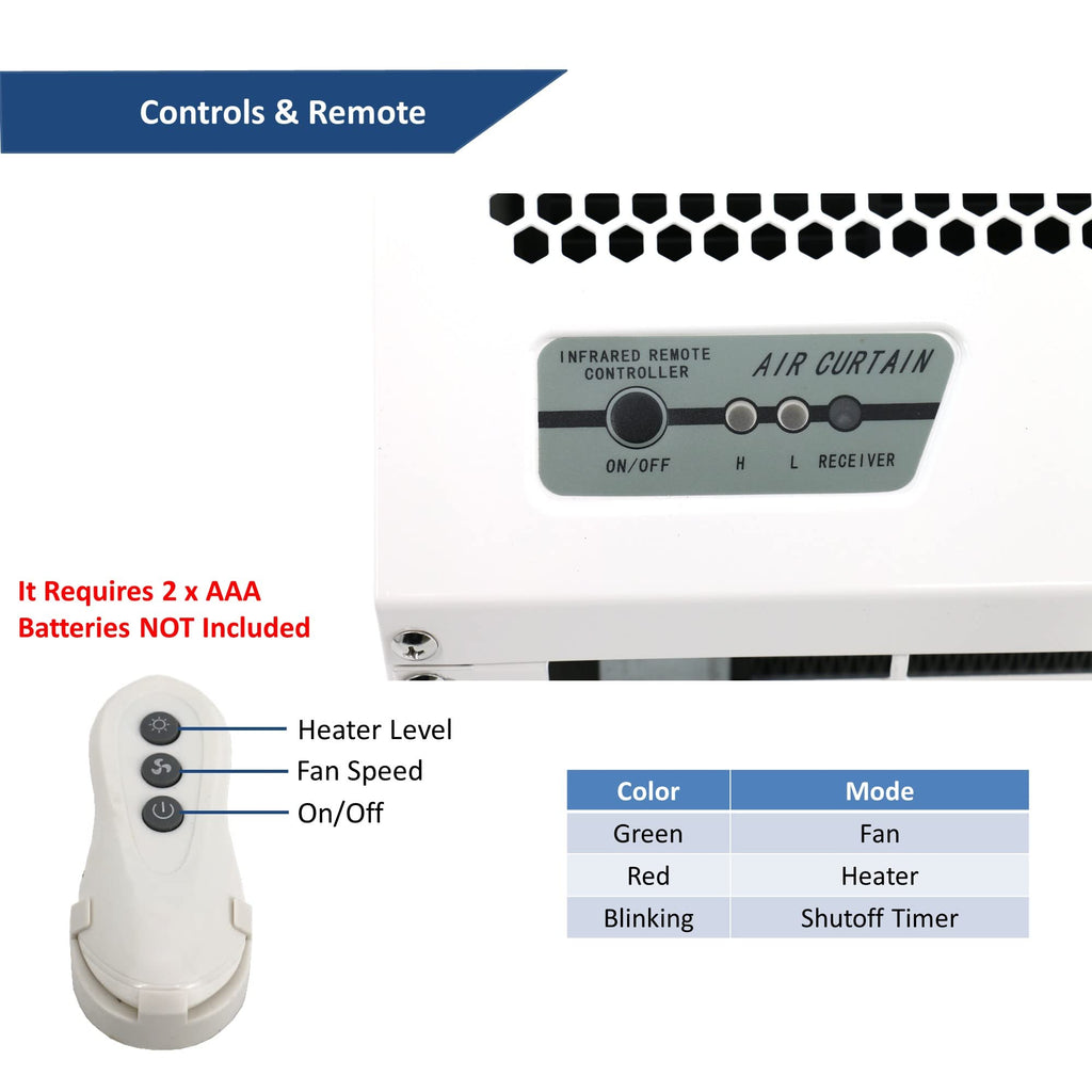 40" 230V Heated 2 Speeds 670CFM Commercial Indoor Air Curtain C771712