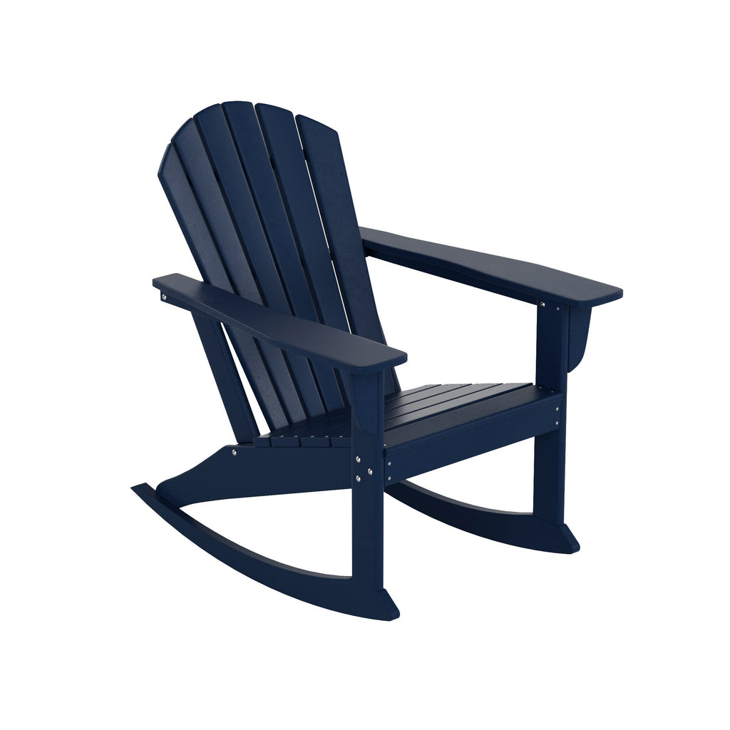Navy Blue Poly Plastic Adirondack Rocking Chair X38140