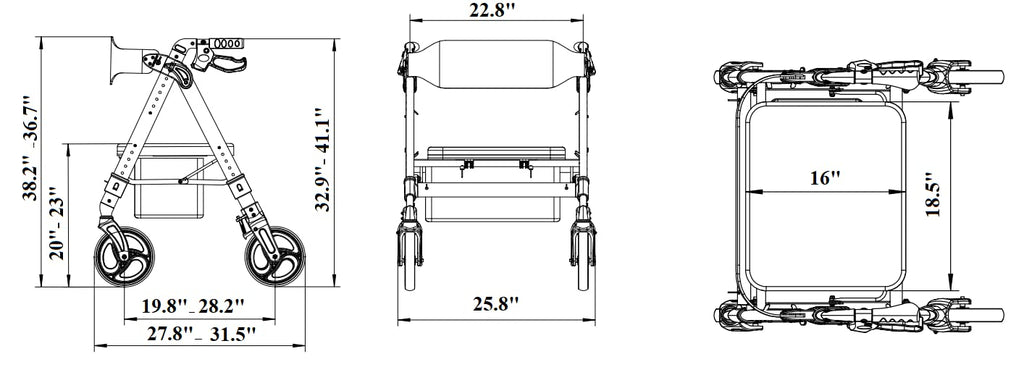 Heavy Duty 4 Wheel Rollator Walker with Seat E50349