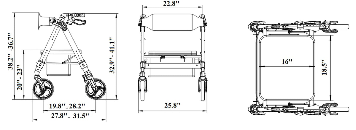 Heavy Duty 4 Wheel Rollator Walker with Seat E50349