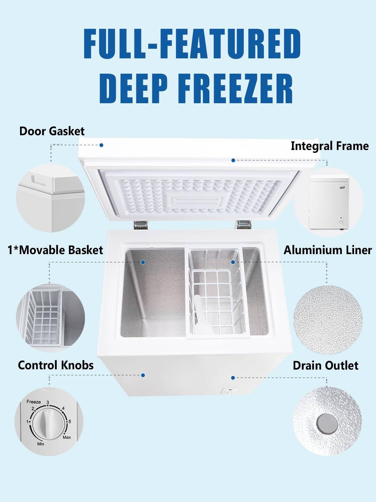3.5 Cu.Ft Chest Freezer with Removable Basket, White F2984
