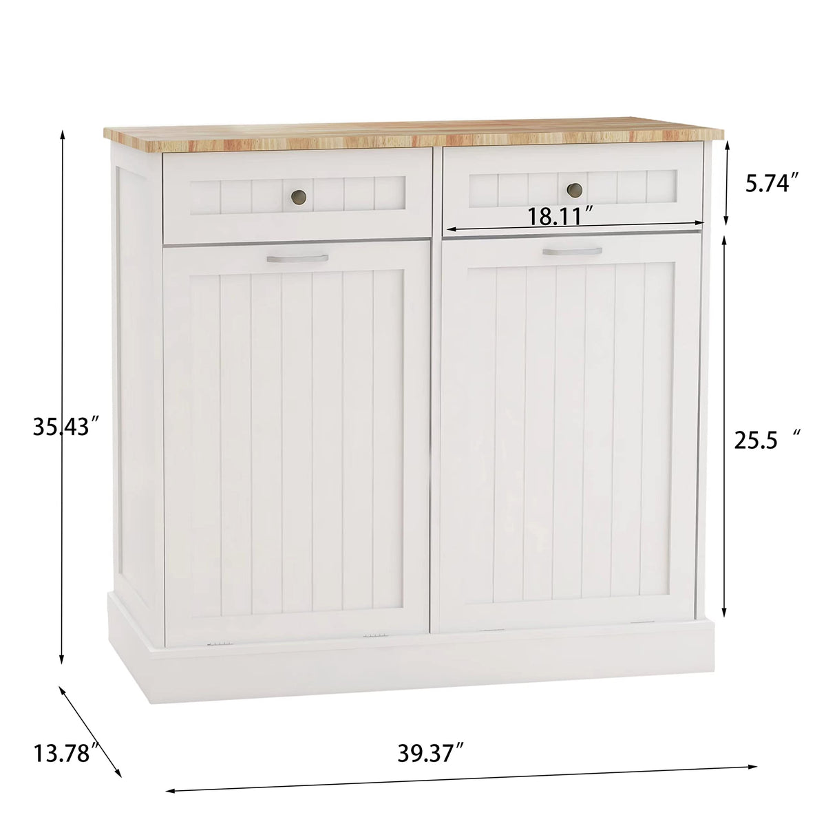 White 10-Gallon Trash Cabinet with 2 Drawers L185863