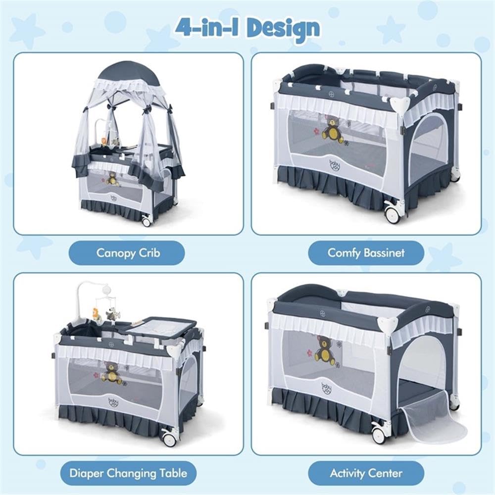 Portable Baby Crib with Bassinet and Changing Table P181358