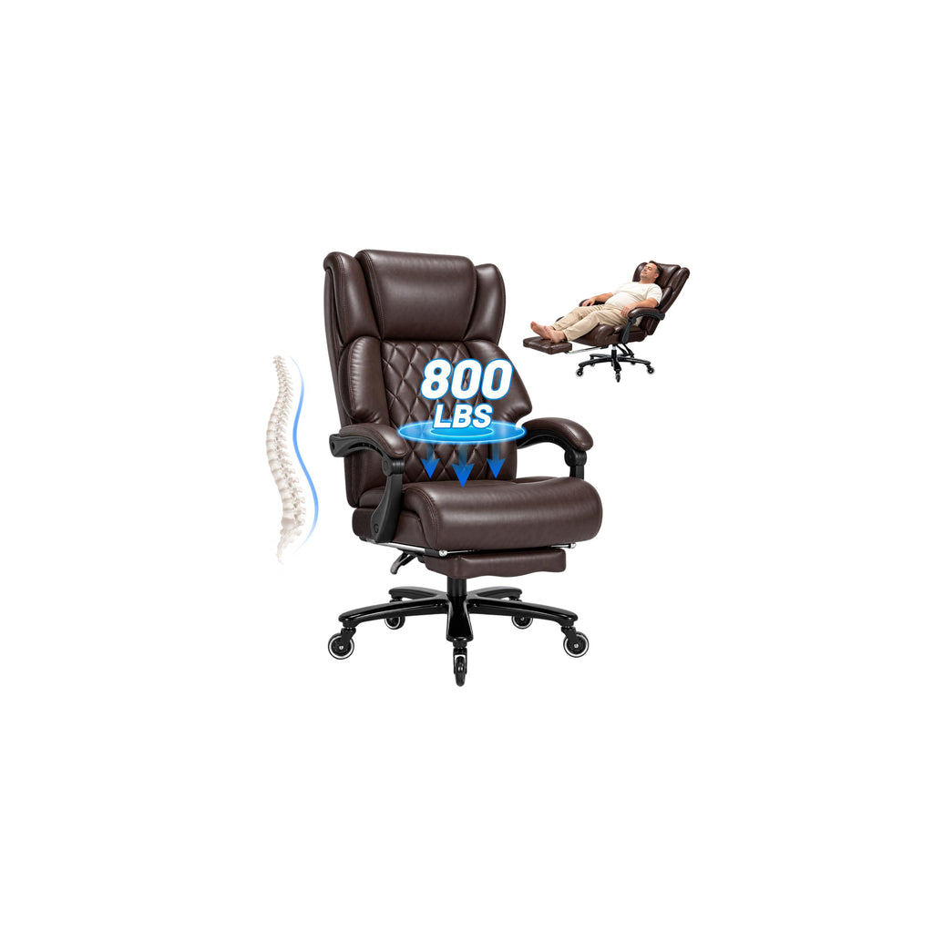 Brown Heavy Duty Reclining Executive Office Chair with Footrest Y517