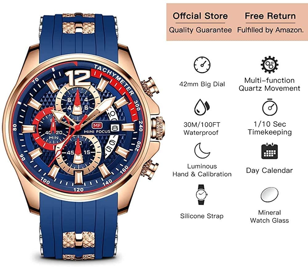 Men's Chronograph Waterproof Analog Quartz Watch P6401