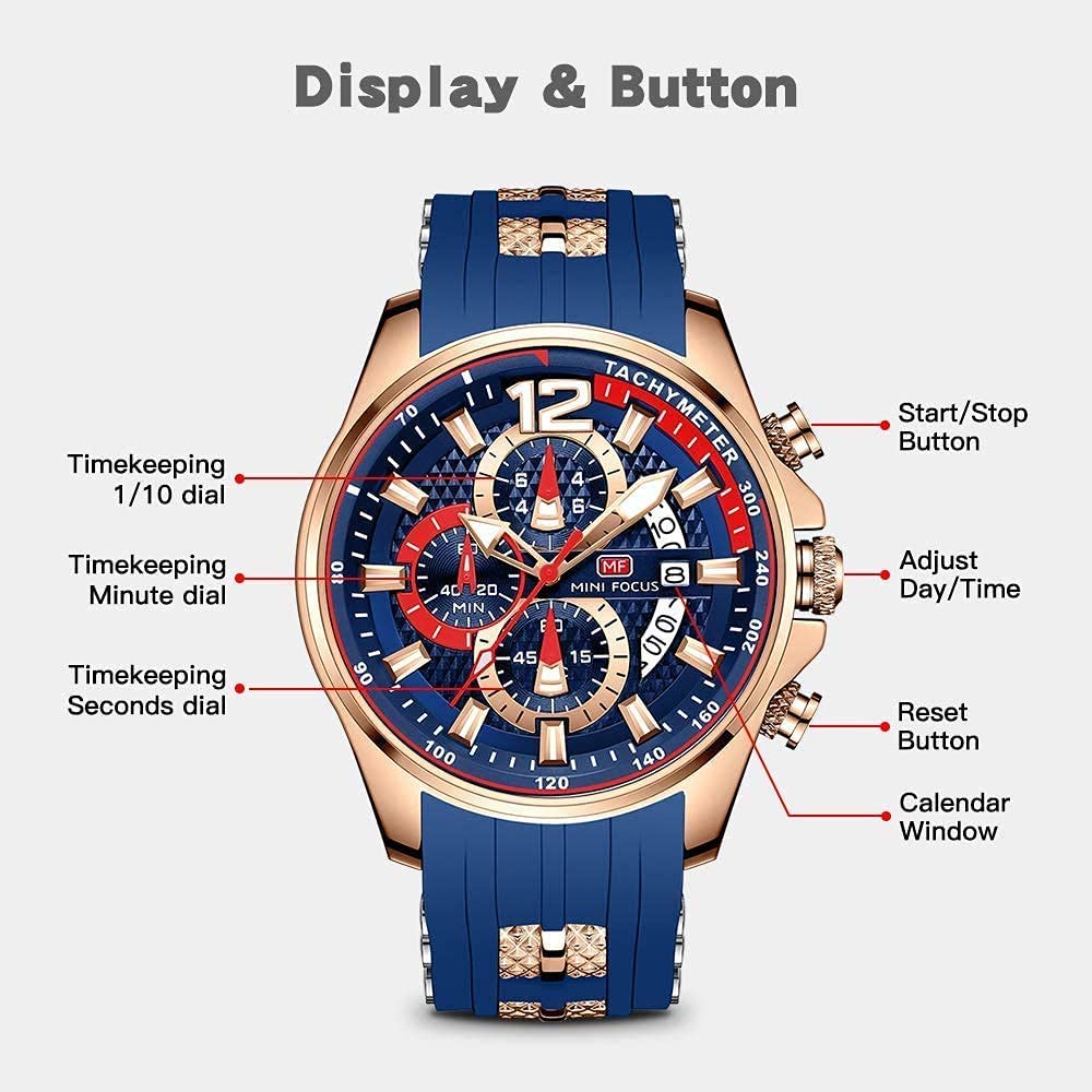 Men's Chronograph Waterproof Analog Quartz Watch P6401