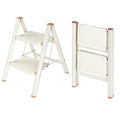 2 Step Ladder Folding Step Stool with Anti-Slip Pedal 330LBS Capacity Cream White P602527
