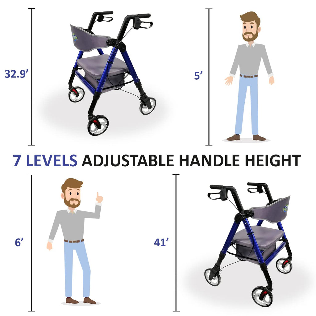 Heavy Duty 4 Wheel Rollator Walker with Seat E50349